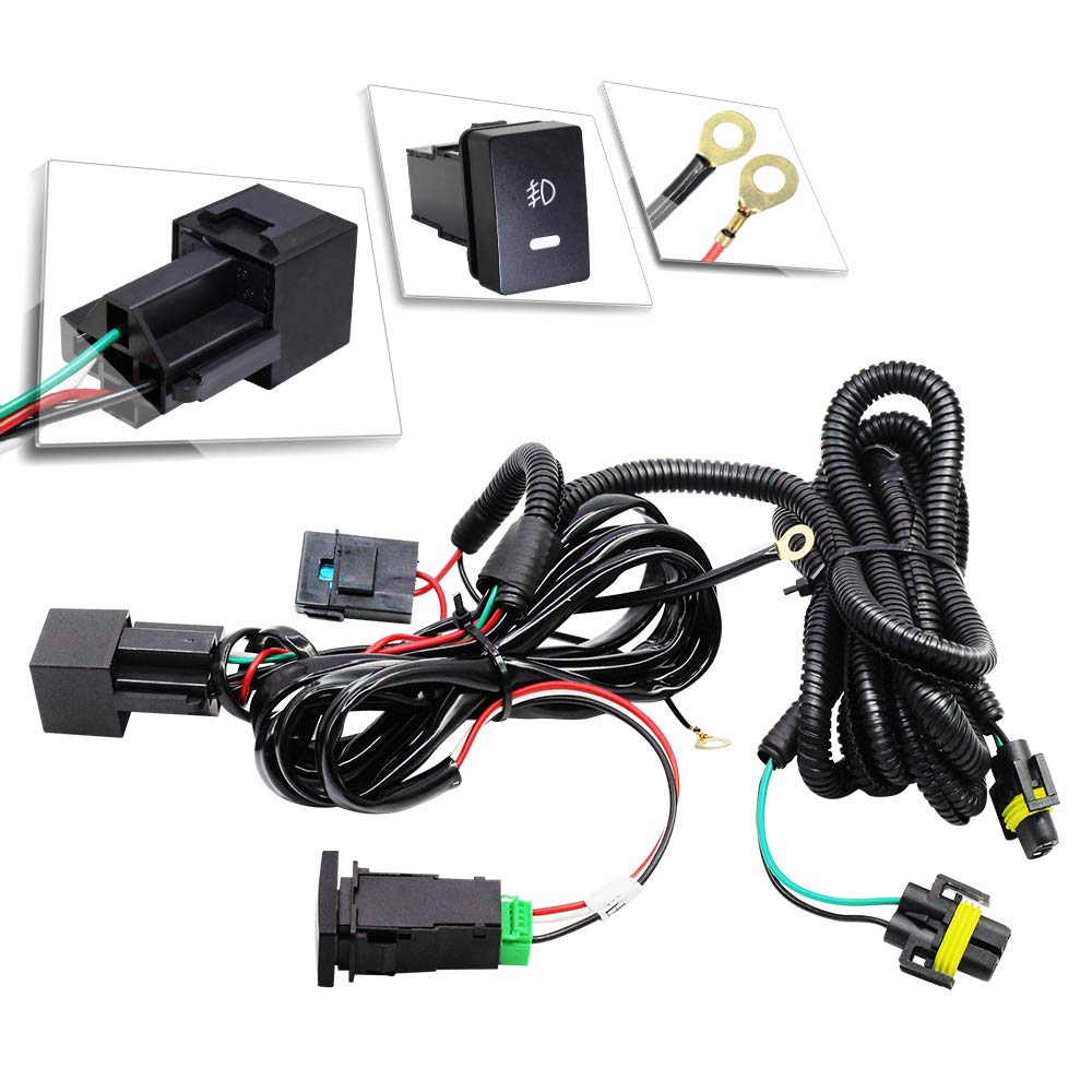 Fog Light Wiring Harness Kit for Honda Acura Nissan Ford Mitsubishi Subaru Jaguar Land Rover, H11 Wire Connector with Relay Blade Fuse On/Off Switch