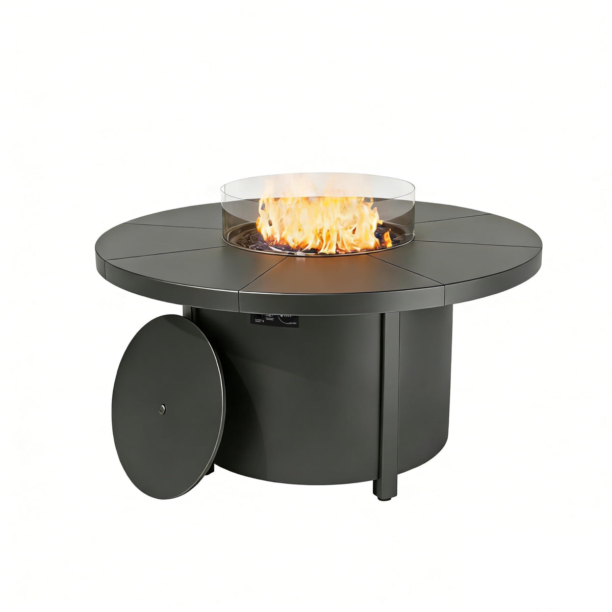 48 Inch Round Propane Fire Pit Table, 55000 BTU Auto-Ignition Gas Fire Pit with Steel Tabletop, Adjustable Flame