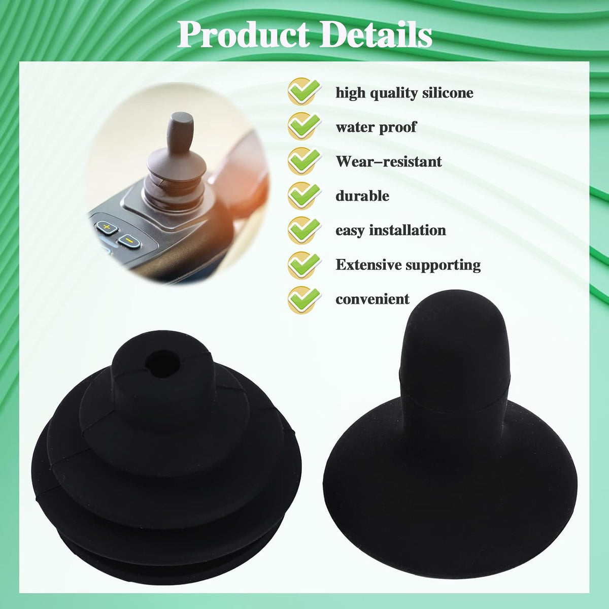4 Pcs Electric Wheelchair Joystick Controller Knob and Gaiter Wheelchair Accessories Black Powerchair Mobility Aid Joystick Button Cap Power Chair Parts Joystick Knob