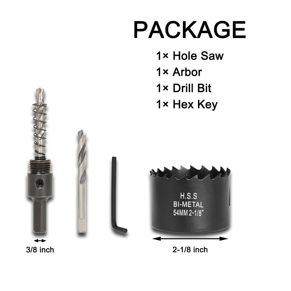 VIKITON 2-1/8 inch Hole Saw for Wood, Metal, Plastic & Drywall, with Arbor