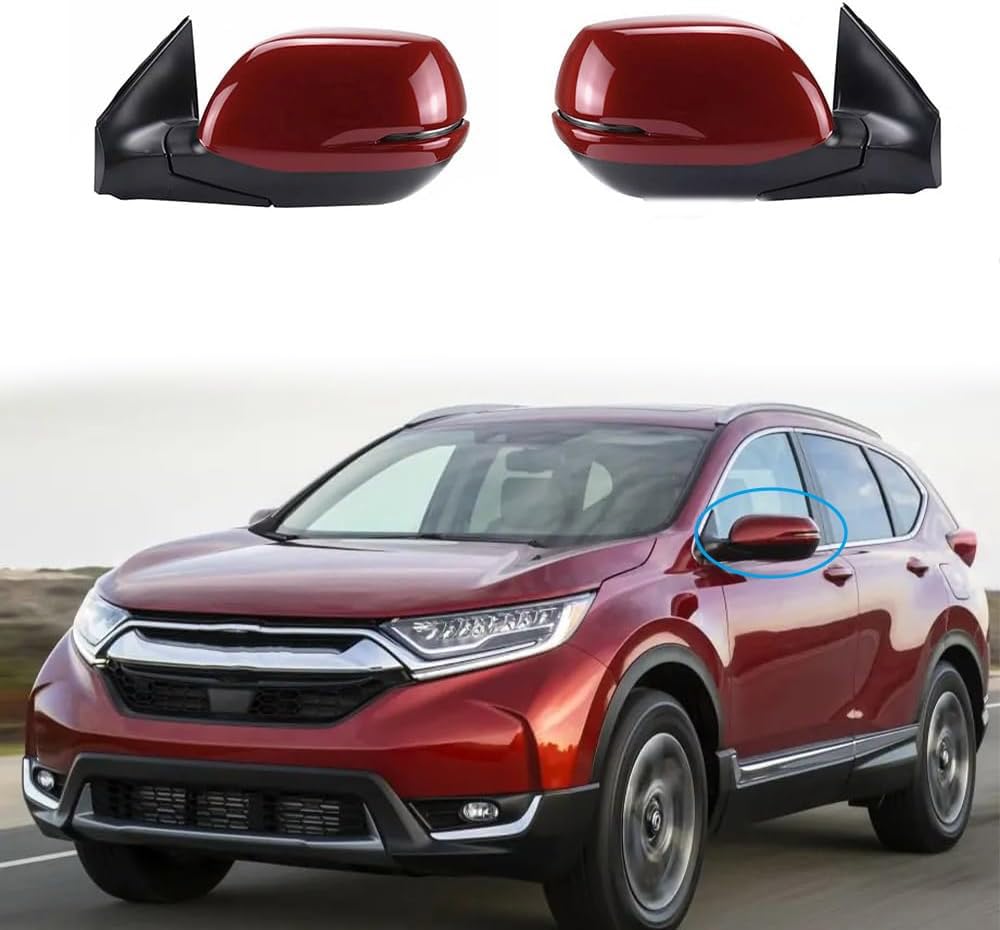 Left Driver Side Door Mirror Assembly With Turn Signal Lights For 2017-2022 Honda CRV, Blind Spot Heated Replace (9PIN) (Red Left)