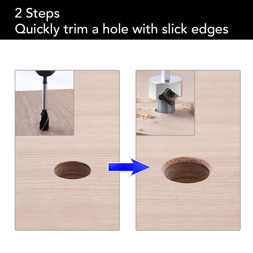 3/4 Inch Bench Dog Hole Chamfer Reamer - Alloy Steel for Woodworking, Polished Finish, Hex Shank for Electric Drills