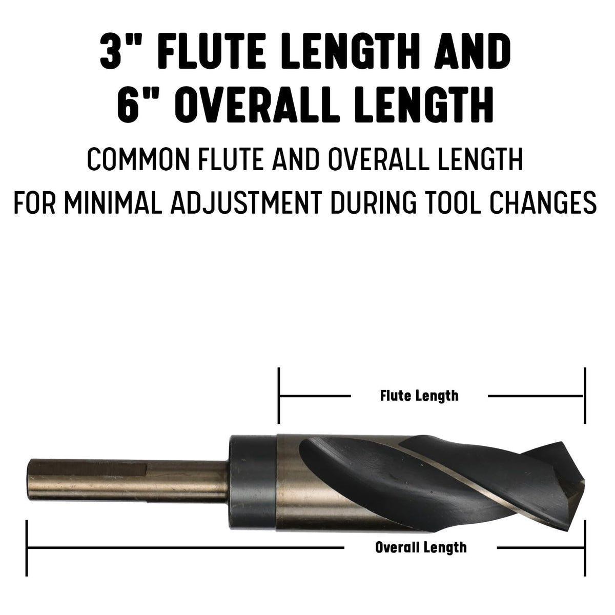 Drill America - KFDRSD41/64 41/64" Reduced Shank High Speed Steel Black & Gold KFD Drill Bit with 1/2" Shank, KFD Series