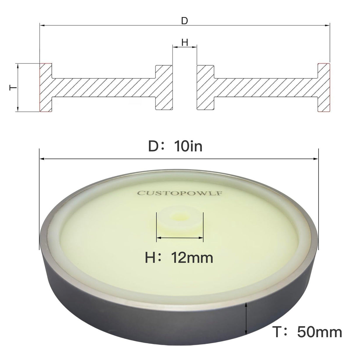 CUSTOPOWLF-10-inch 800 grit CBN Grinding Wheel, Designed for Sharpening high-Speed Steel Tools, Lathe Tools, and Chisel Sets.Dimensions: 2" Wide x 12mm Bore (800 grit) (800-grit)