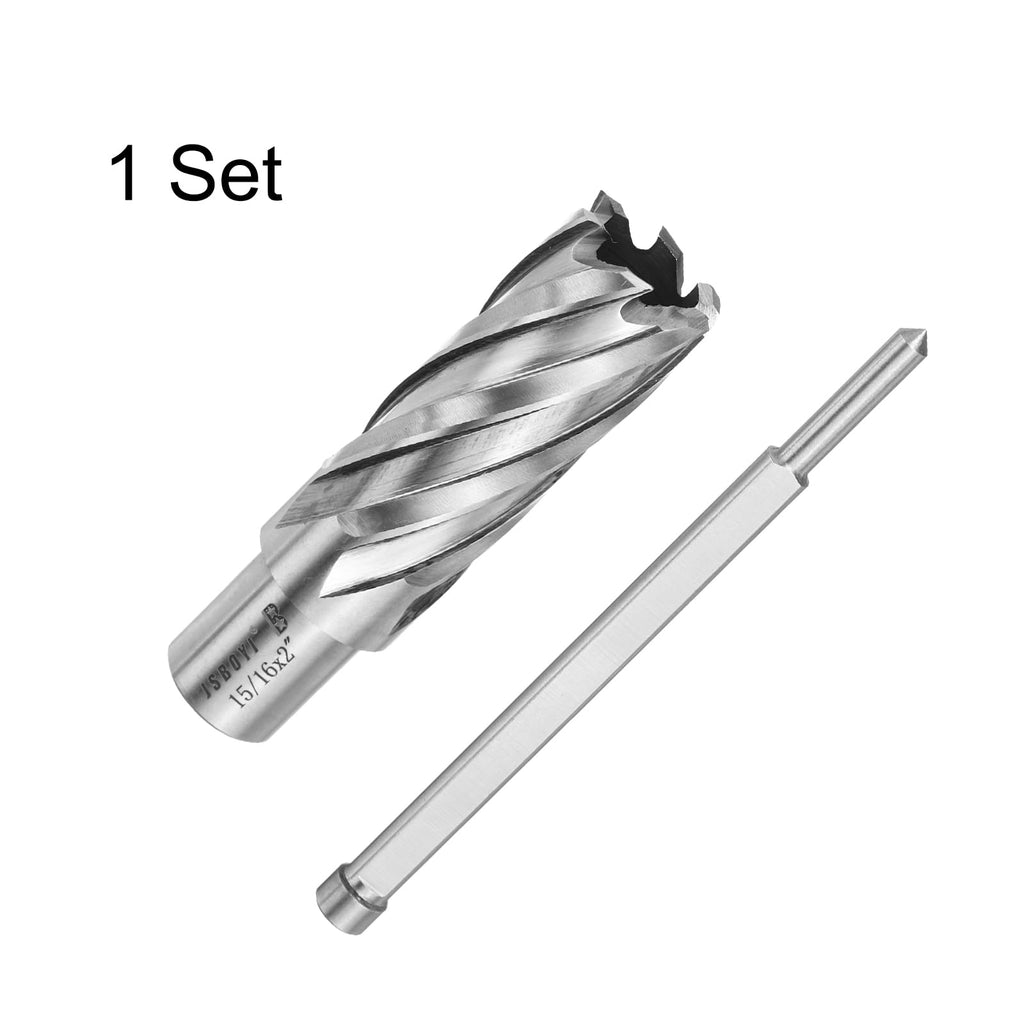 HARFINGTON Annular Cutter 15/16" Cutting Diameter Shank 3/4" with 2" Depth of Locating Pin M2 High-Speed Steel Drill Bit Annular Cutter for Standard Magnetic Drills Machine Tools Mills