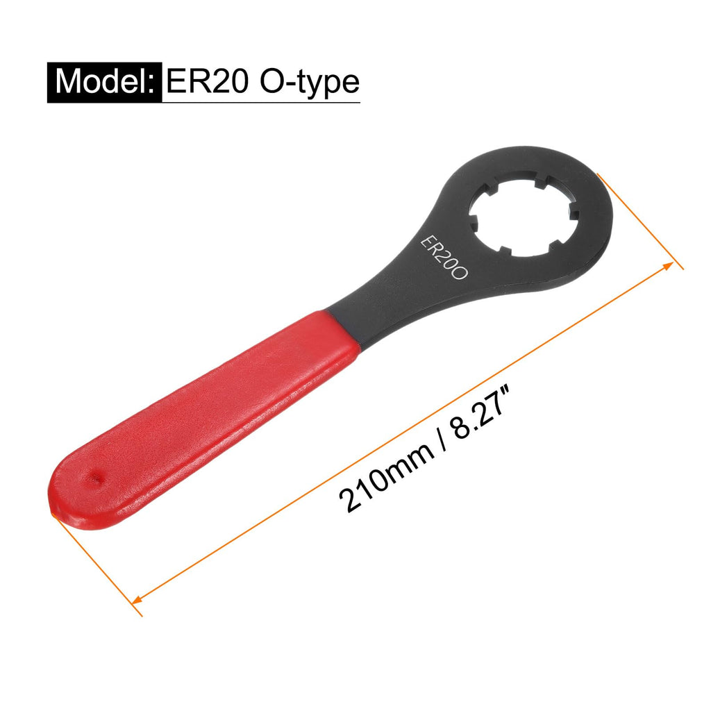 uxcell O-Type Collet Chuck Wrench Spanner for ER20 Lathe Clamping Nut with Red Non-slip Handle