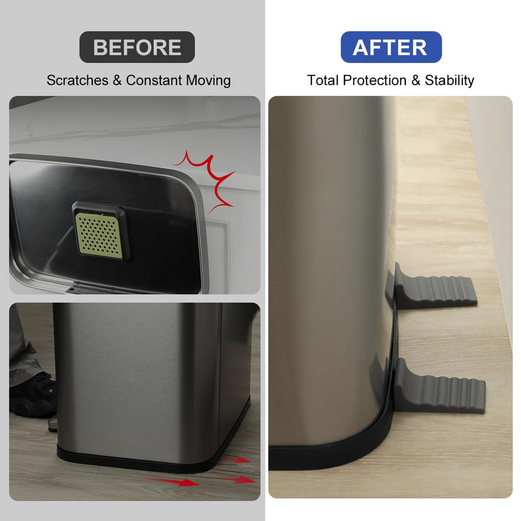 Trash Can Wall Protector and Stop Moving Backward, 8 Pcs Silicon Trash Can Bumper, Wall Spacer Garbage Bin for Round
