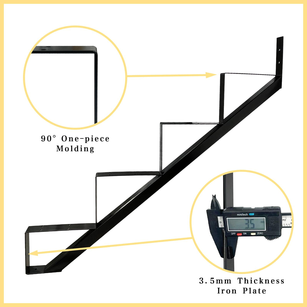 4 Step Metal Stair Step Steel Riser Stringers for 34.7" Height Deck, 2Packs