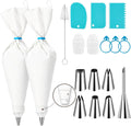 2 Reusable 16-Inch Cotton Piping Bags with Cut Lines, 7 Tips