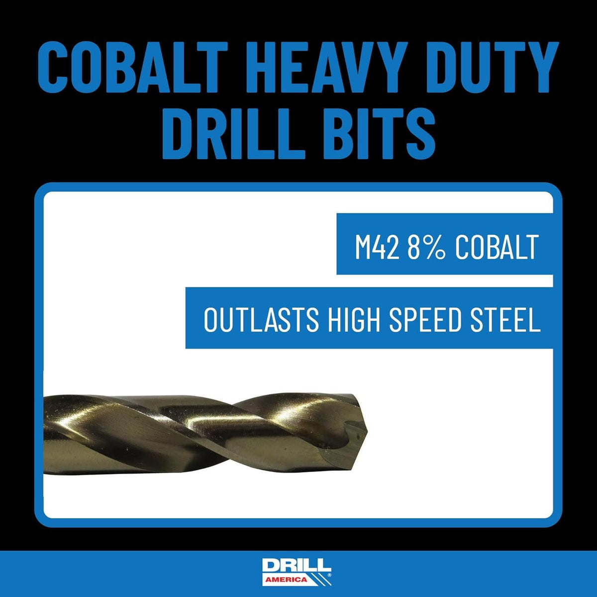 Drill America 15 Piece M42 Cobalt Drill Bit Set with Gold Finish in Round Case (1/16" - 1/2" x 32nds), D/ACO Series