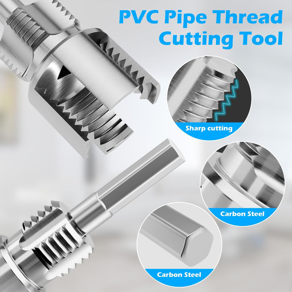 PVC Pipe Threader Kit 1/2", 3/4" & 1" for Plastic Pipes Home Repair