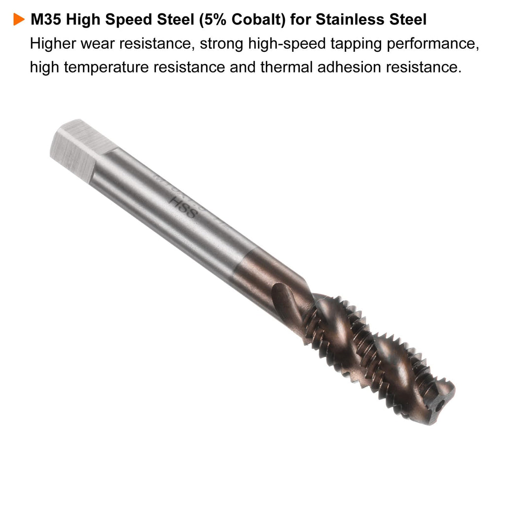 HARFINGTON Metric Spiral Flute Tap M10 x 1.5 AlTiN Coated M35 High Speed Steel Machine Screw Thread Milling Tap Tapping Threading Tools
