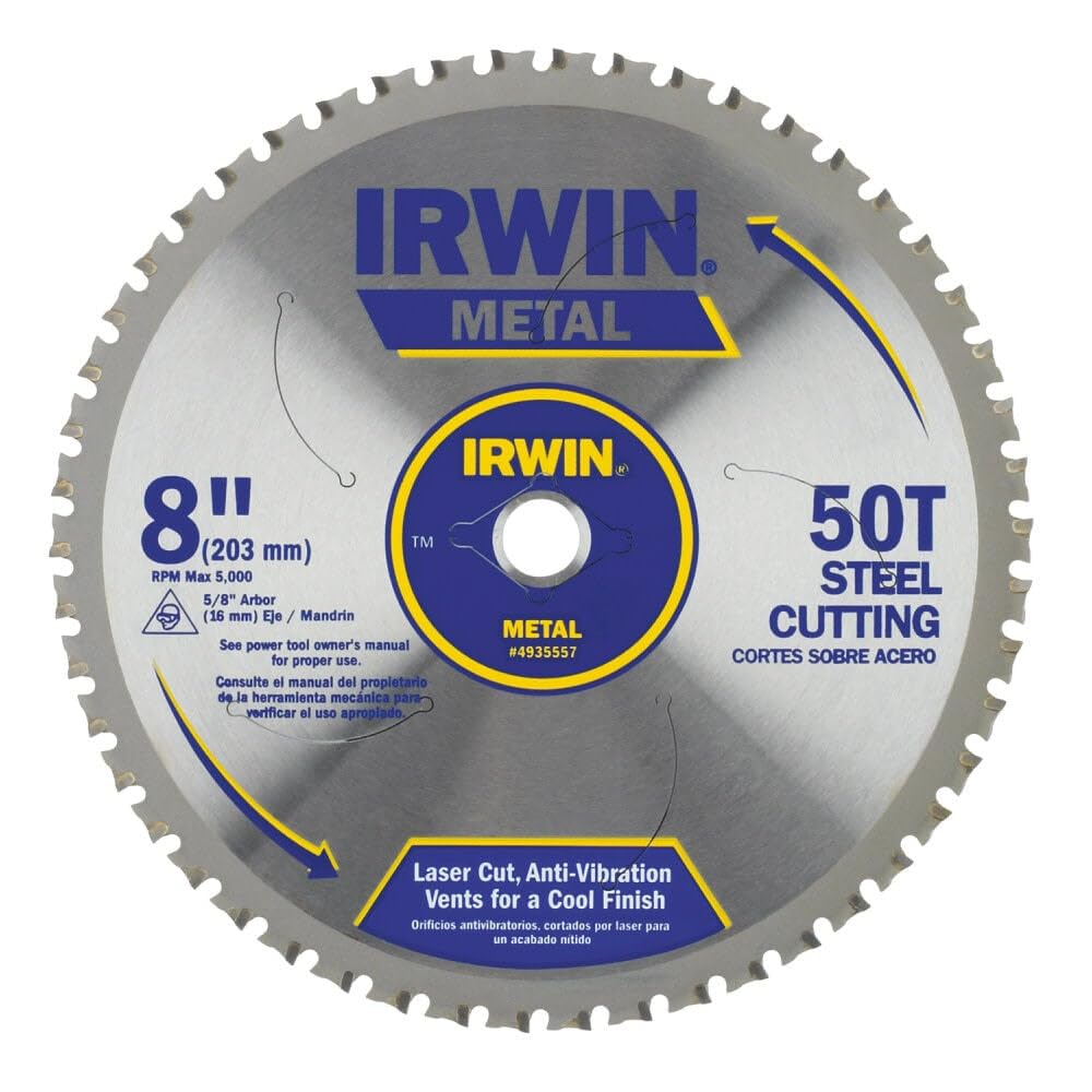 Irwin Tools IRWIN 8-Inch Circular Saw Blade, Metal-Cutting, 50-Tooth (4935557)