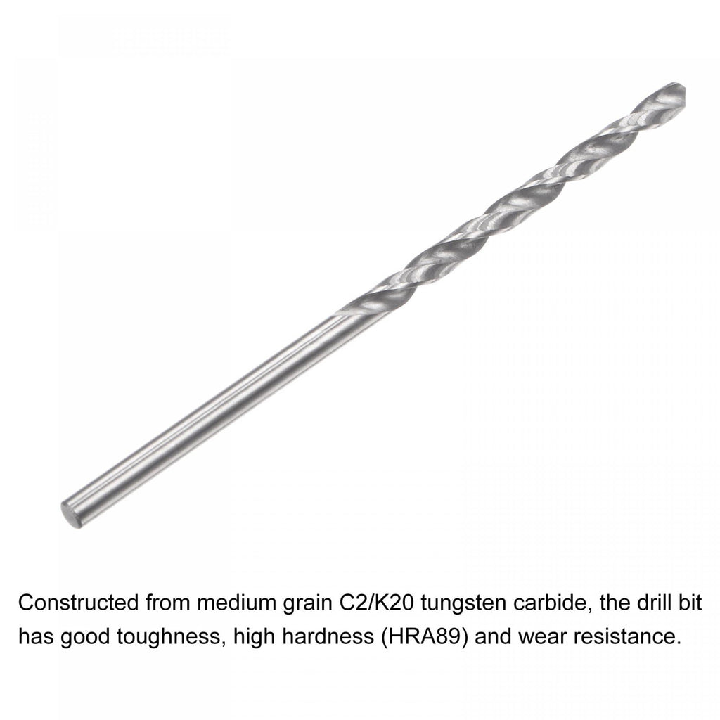 uxcell Solid Carbide Drill Bits, 1.7mm C2/K20 Tungsten Carbide Jobber Drill Bits Straight Shank Drilling Tool for Stainless Steel Aluminum Iron Metal Plastic 4pcs