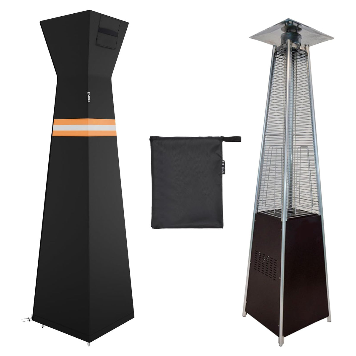 Pyramid Torch Patio Heater Cover with Zipper,Storage Bag and Reflective Strip,Heavy Duty 420D Waterproof Dust-proof