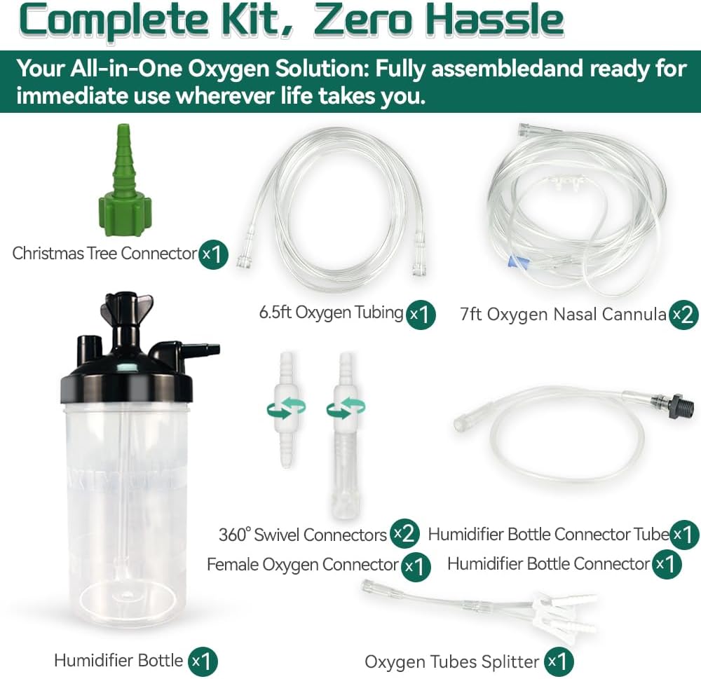 Oxygen Humidifier Bottle Set, 11PCS Complete Kit