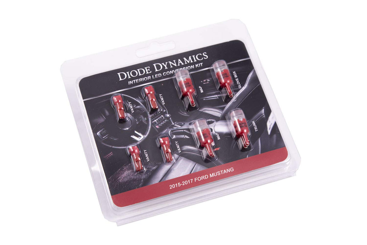 Diode Dynamics Red LED interior bulb pack compatible with Ford Mustang 2015-2017, Stage 2