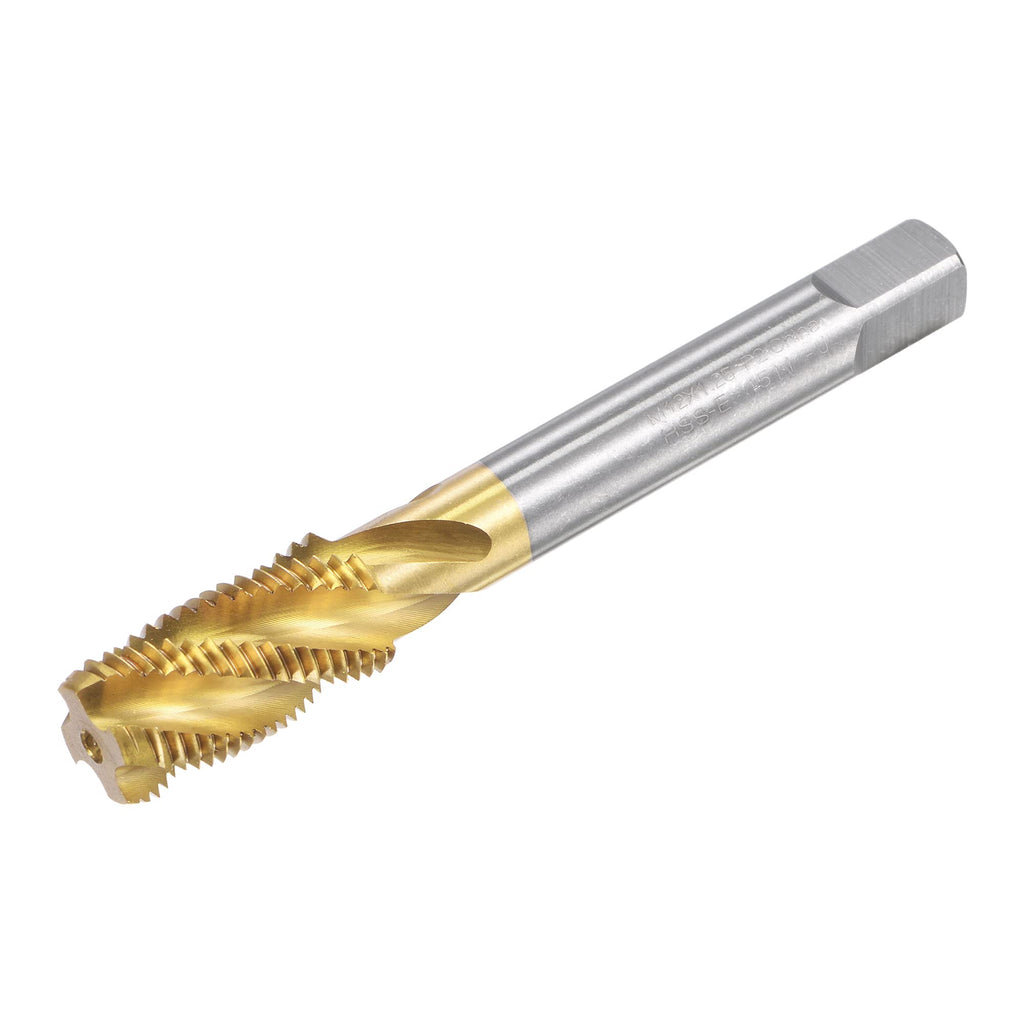 uxcell Spiral Flute Threading Tap M12 x 1.25, Metric HSS (High Speed Steel) Titanium Plated Machine Thread Screw Tap 4 Flutes Tapping Tool H2 Tolerance