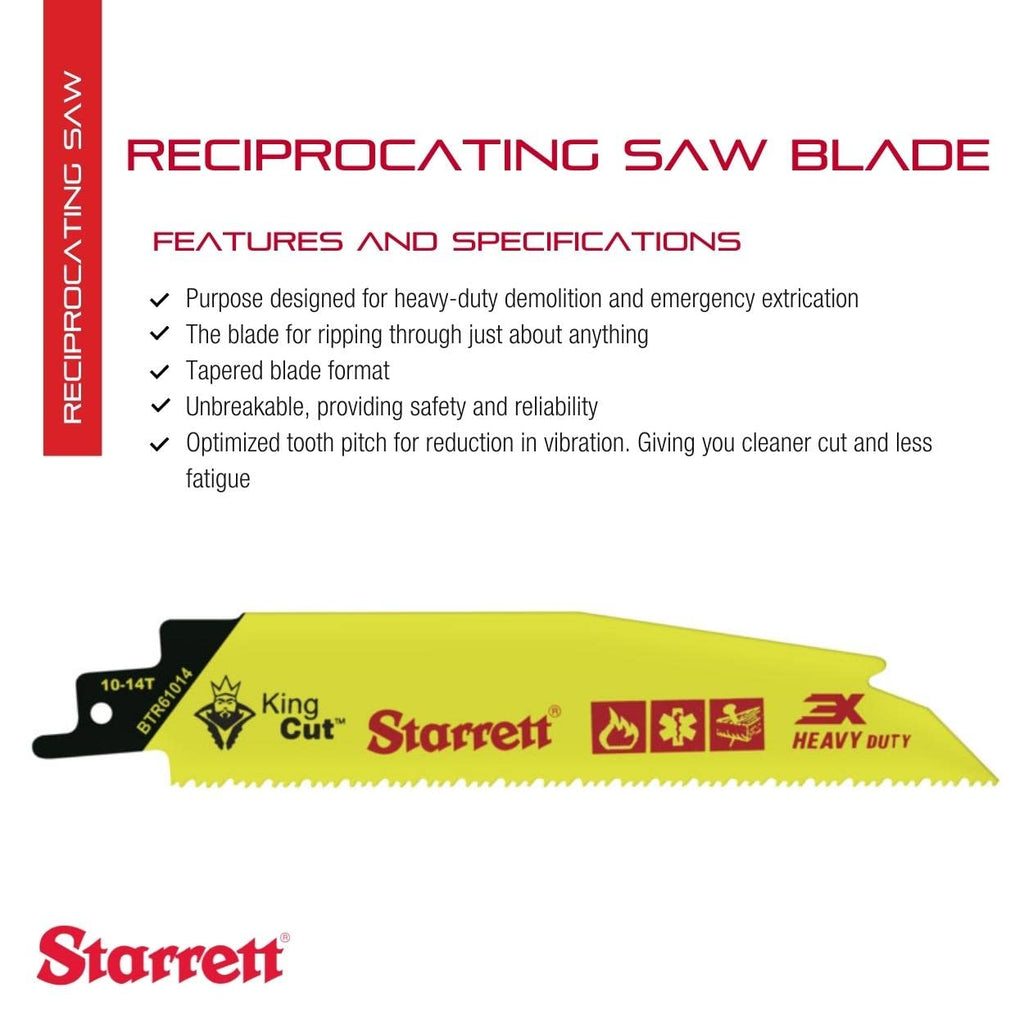 Starrett King Cut Reciprocating Saw Blade, 6" L, 1" W, 0.63" H, 20‑Pack