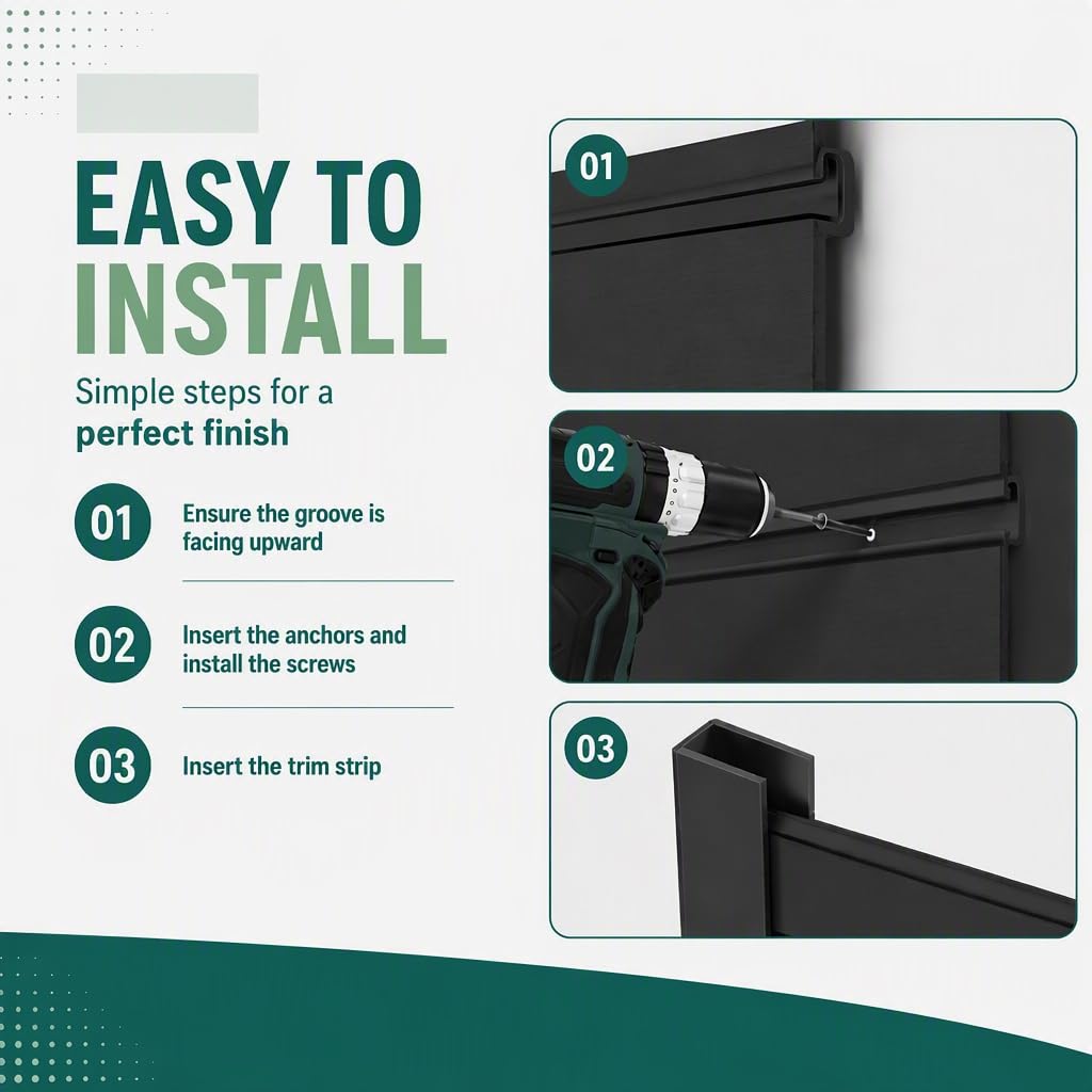 PVC Slatwall Panels, Garage Wall Storage, 4x8 ft Black 4-Pack