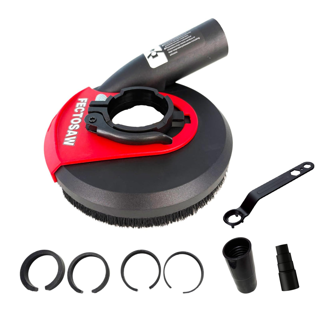 FectoSaw Universal Angle Grinder Dust Shroud for Concrete Grinding, Fits 4.5–5 & 7 Inch Grinders, Vacuum Dust Collection Cover (No Wheel) (5-inch Dust Shroud)