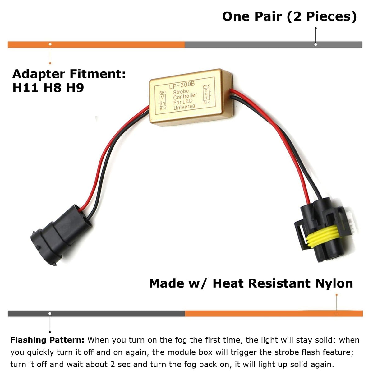 iJDMTOY Plug-N-Play Strobe Controllers For H11/H8/H9/H16 LED Bulbs