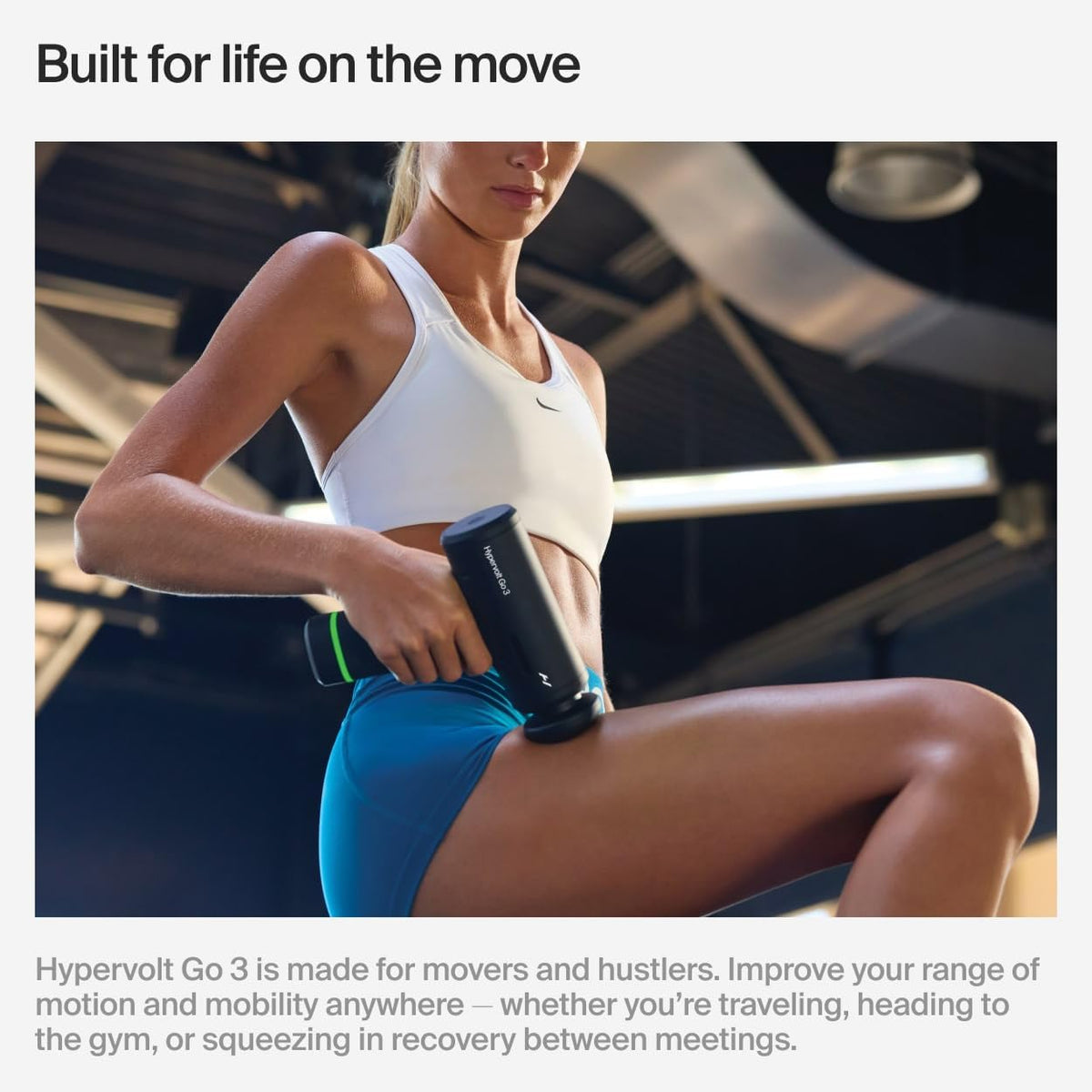 Hypervolt Go 3 – Compact Handheld Percussion Massage Gun with QuietGlide Technology | 3 Speeds, Portable Lightweight