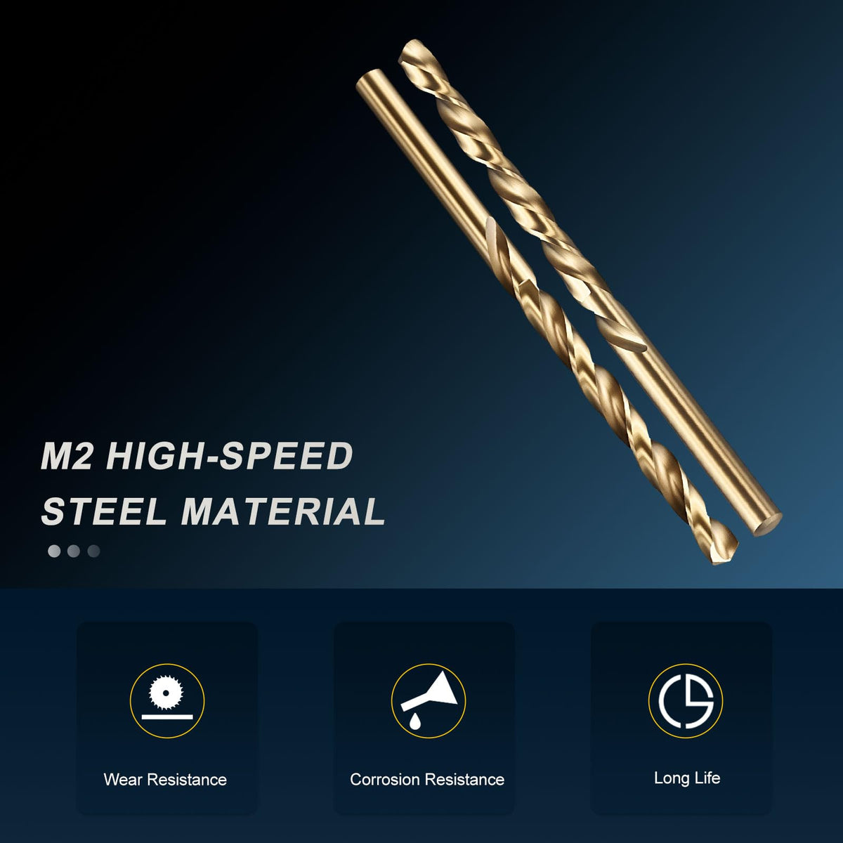 PATIKIL #2 Drill Bit Micro M2 High-Speed Steel 135° Gold Finish 12Pcs