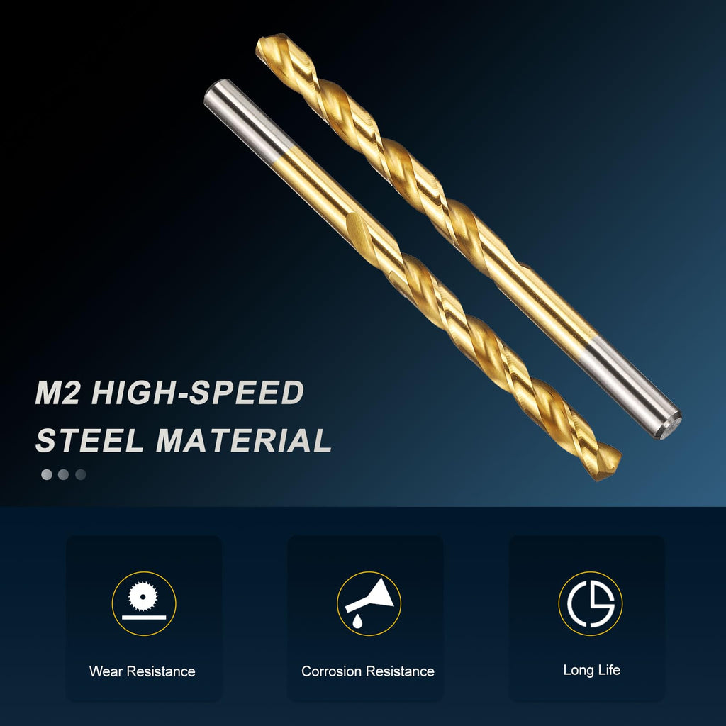 PATIKIL 6.9mm Drill Bit M2 High-Speed Steel 135° TiN Coated 2Pcs