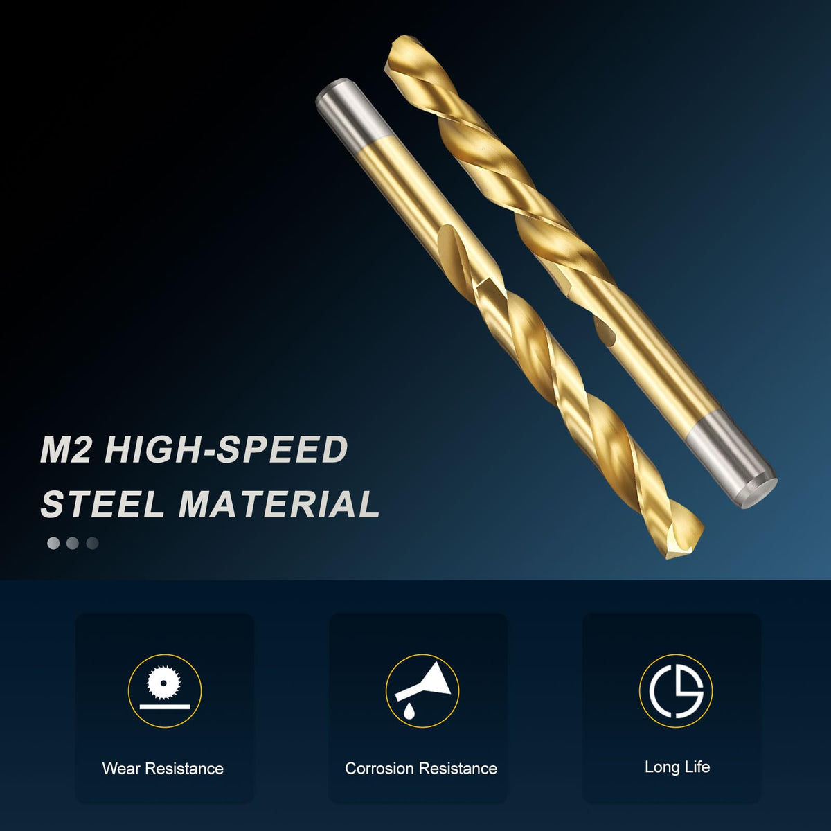 PATIKIL 12.5mm Drill Bit Jobber Straight Shank M2 TiN Coated 4Pcs