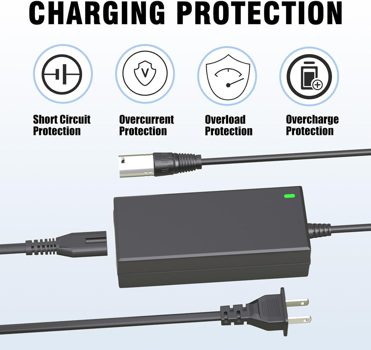 24V 2A Male 3-Pin XLR Charger Compatible with Jazzy Power Chair, Pride Mobility, Shoprider, Drive Medical, Bladez, Go Go Elite Traveller