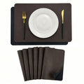 Faux Leather Placemats Set of 6, Black & Dark Brown