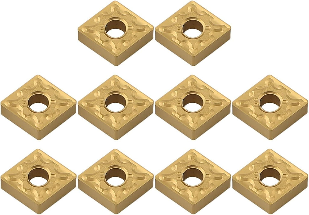 CNMG120408 MA Carbide Turning Inserts 10pcs, External CNC Tool Inserts for Metalworking, Gold Coated Indexable Inserts Compatible with CNMG 432