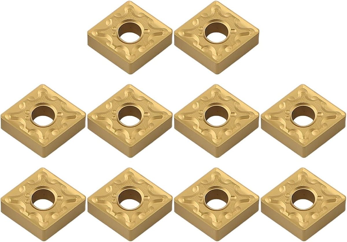 CNMG120408 MA Carbide Turning Inserts 10pcs, External CNC Tool Inserts for Metalworking, Gold Coated Indexable Inserts Compatible with CNMG 432