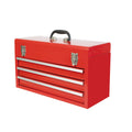 Portable Metal Tool Box with 3 Drawers, 20.5-Inch Steel Tool Chest with Top Storage, Ball Bearing Slides, Dual Latch