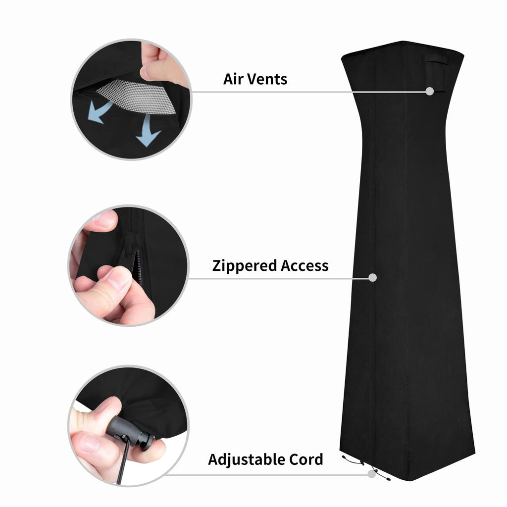 Pyramid Torch Patio Heater Cover, 90"H x 23"L x 23"W, Black