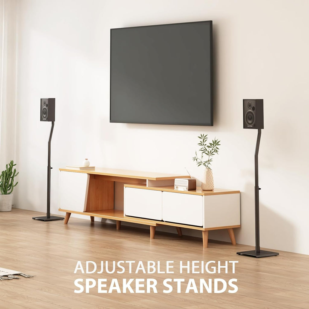 Universal Speaker Stands, Height Adjustable Extend 30.0" to 39.1" for Satellite Speakers & Small Bookshelf Speakers