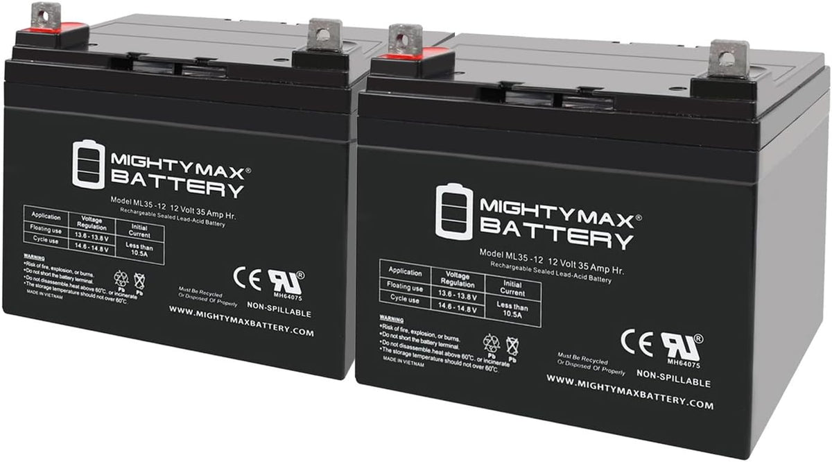 Mighty Max Battery ML35-12 - 12V 35AH Battery for Pride Jazzy Select Electric Wheelchair - 2 Pack