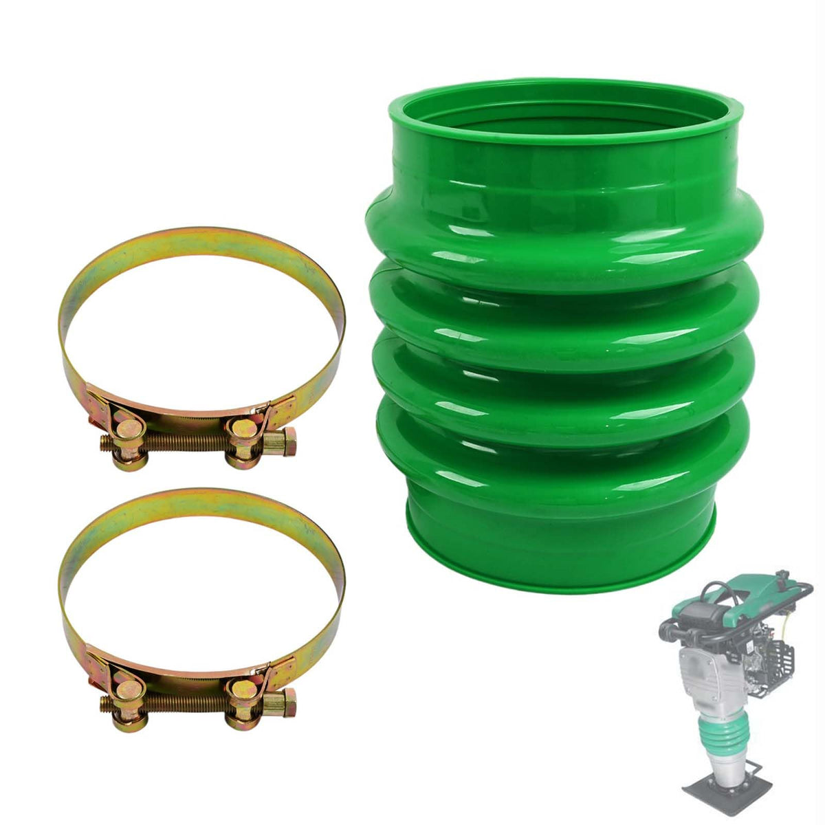 Promrmr 1006882 Green Bellows Boot & 2PCS Clamps for Jumping Jack Rammers 5001006882 Compatible with Wacker Neuson Compactor Tamper BS60-4 BS650 BS65Y DS70 DS720 BS60-2i BS600 BS70-2 BS70-2i BS700