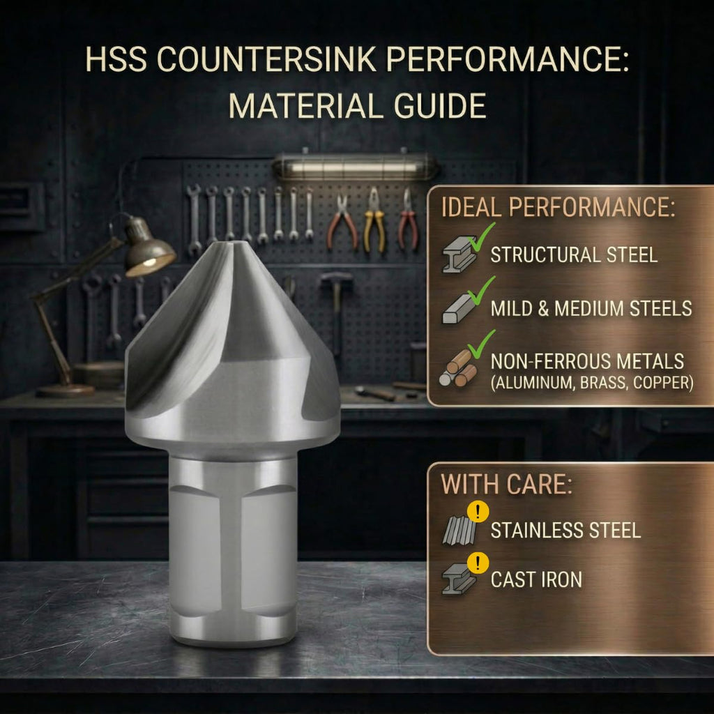 Accusize HSS Countersink, 1-1/4in, 90 Degree, 3-Flute, 3/4in Weldon Shank