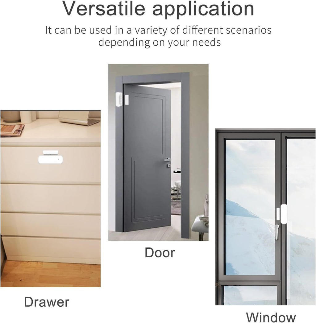 WiFi Door and Window Sensor, Smart Home Security Alert System, 2.4G Wireless, Compatible with Alexa, Google Home