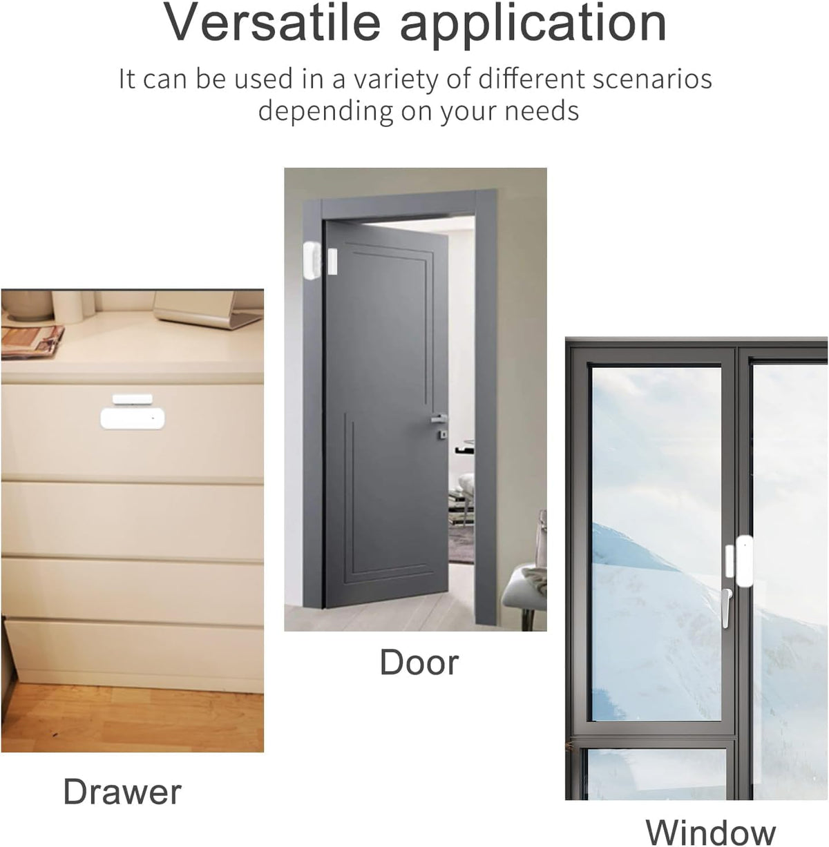 WiFi Door and Window Sensor, Smart Home Security Alert System, 2.4G Wireless, Compatible with Alexa, Google Home