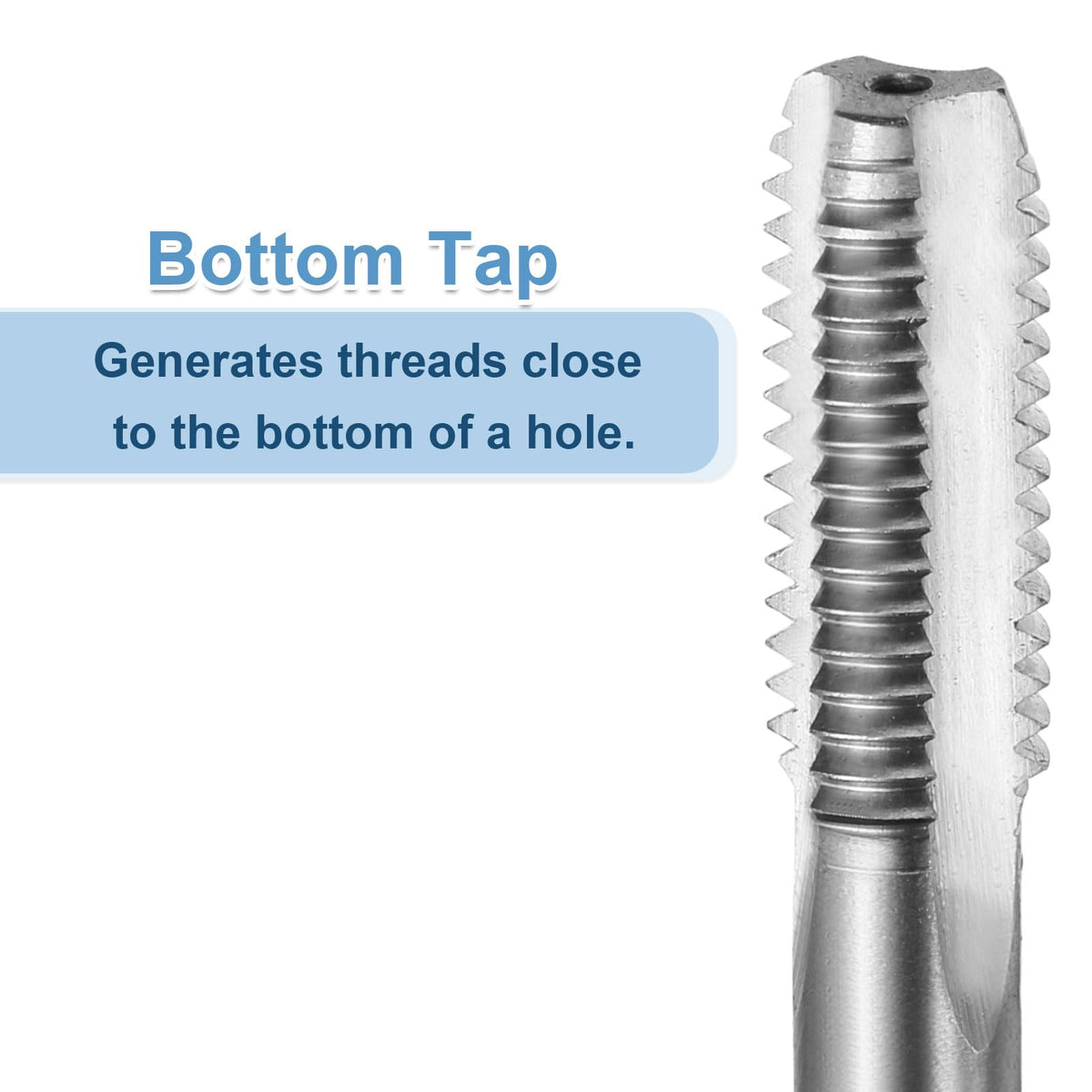 uxcell Hand Bottom Tap M10 x 1.5 H2 Metric Thread Bottoming Style Threading Taps High Speed Steel HSS6542 Straight Flutes Screw Tapping Tool