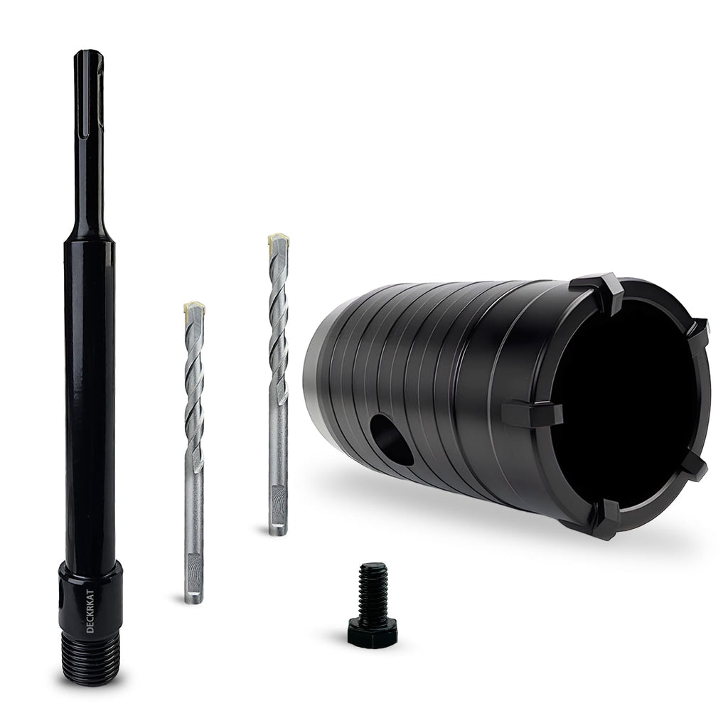 DECKRKAT 1-1/2" Concrete Hole Saw Kit,Electroplated Black Quenching Tech,Heavy-Duty Thickened Alloy Teeth,SDS Plus Shank & 2 Center Bits for Concrete,Brick,Stone.