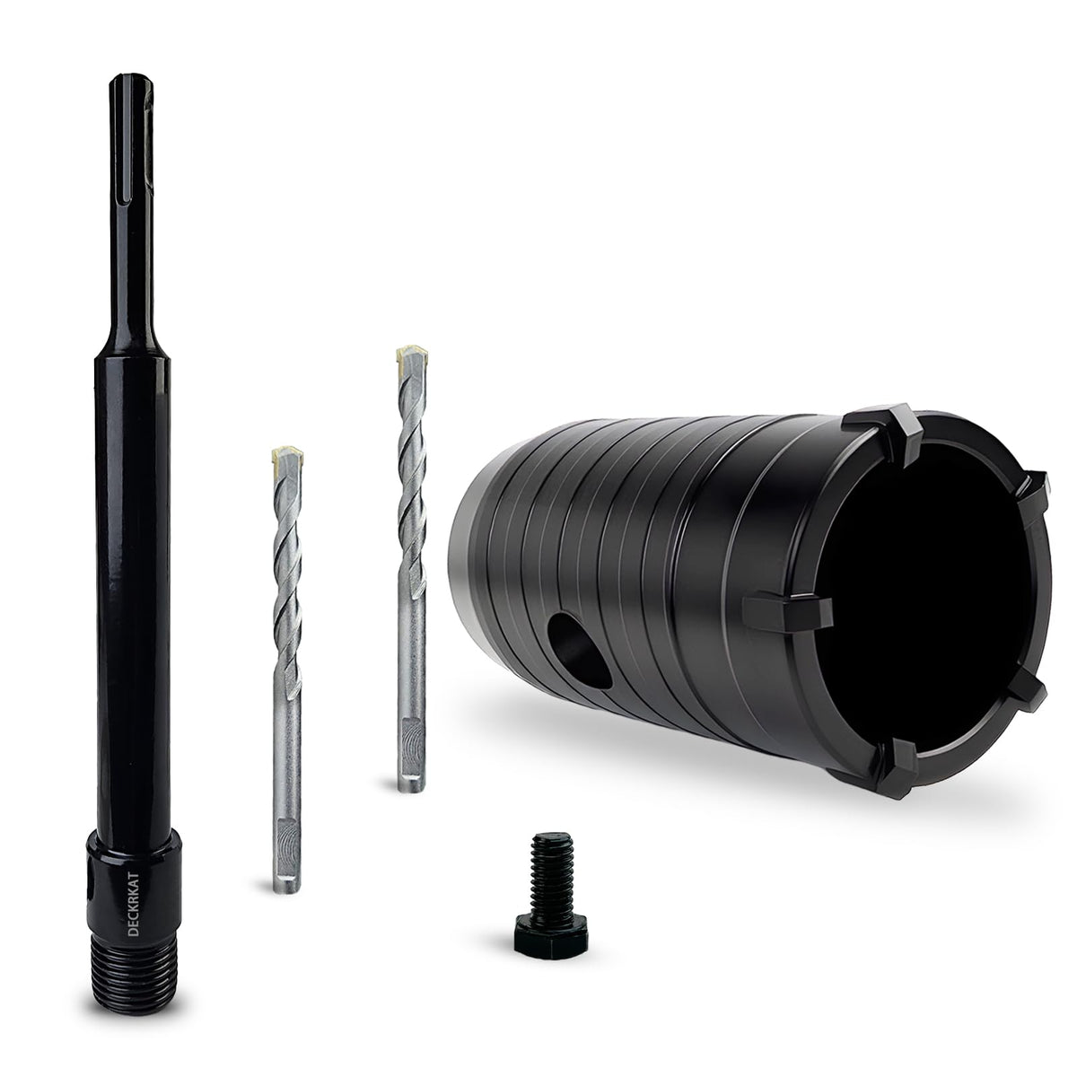 DECKRKAT 1-1/2" Concrete Hole Saw Kit,Electroplated Black Quenching Tech,Heavy-Duty Thickened Alloy Teeth,SDS Plus Shank & 2 Center Bits for Concrete,Brick,Stone.