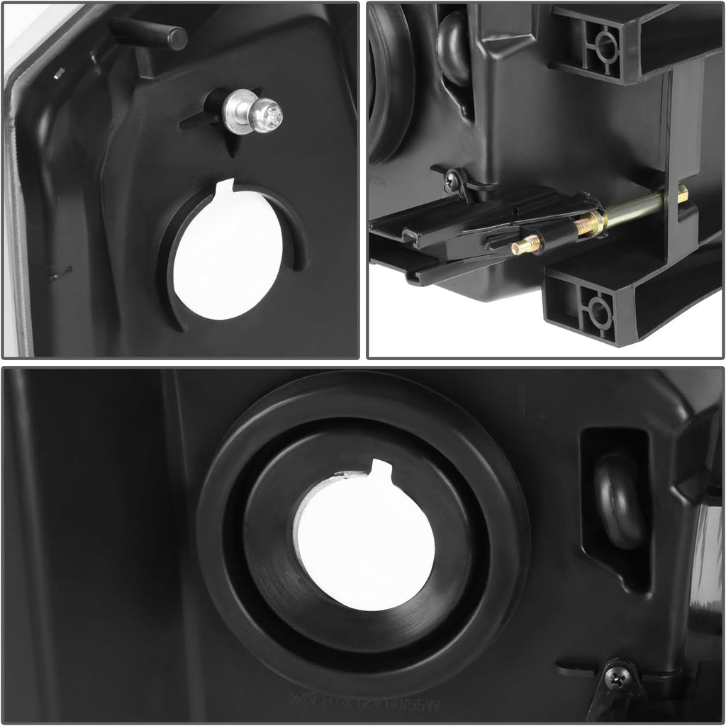 Headlight Assembly Compatible with Dodge Dakota 2005-2007 Black Housing Clear Corner Left Right Headlamp Set CH2502170 CH2503170 55077607AC 55077606AC