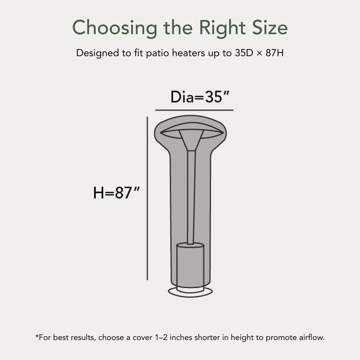 Classic Patio Heater Cover - 35" Dia x 87" H - Water Resistant