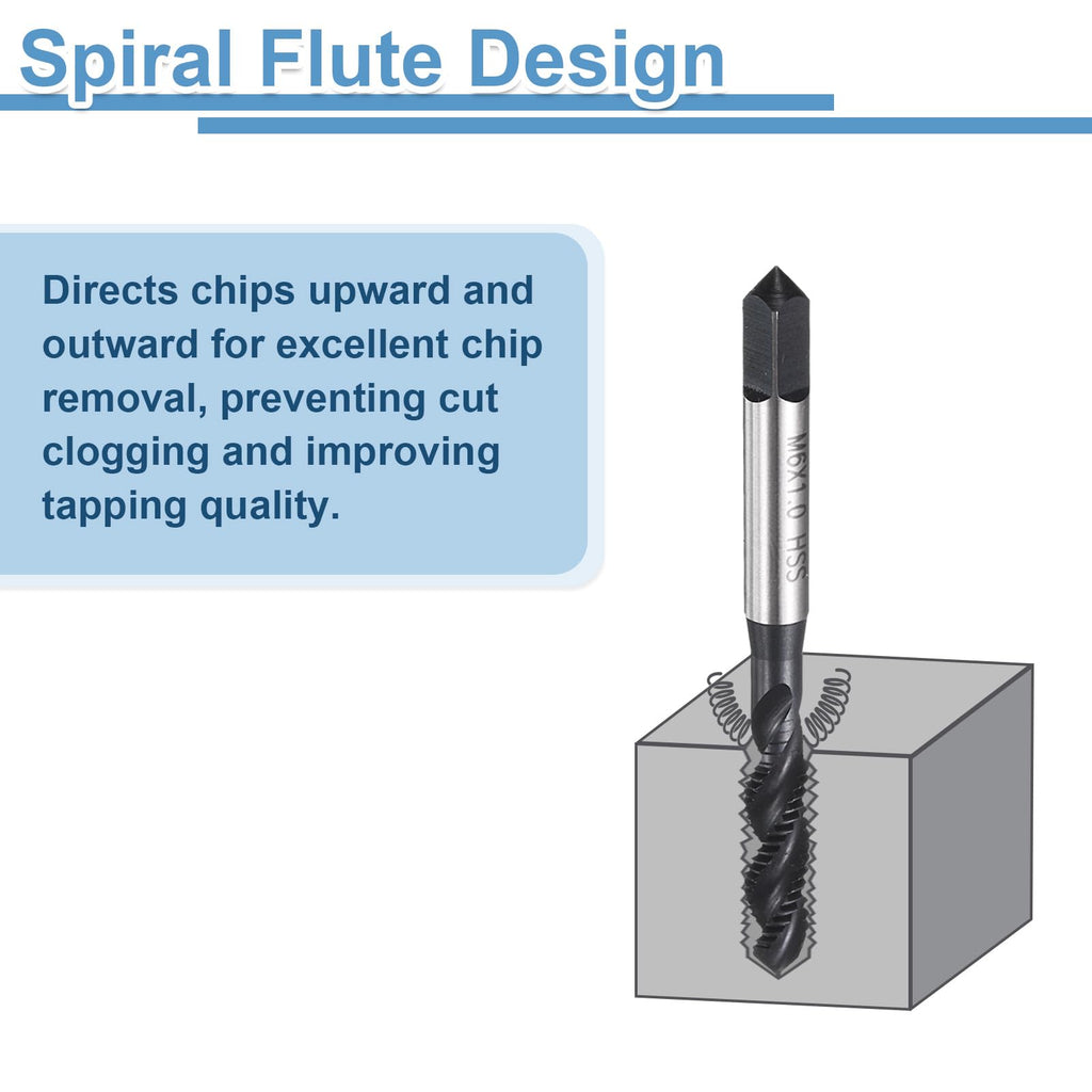 uxcell Spiral Flute Thread Taps 1/2-13 UNC H2 Machine Threading Tap Bit, Nitrided Coated Screw Tapping Repair Tool, M2 High-Speed Steel (HSS6542)