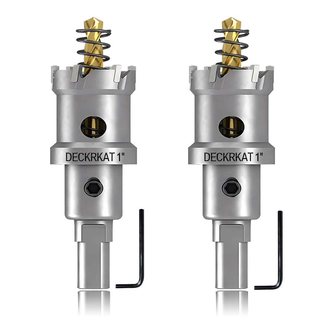 2-Pack 1" TCT Hole Saws for Hard Metal, Heavy Duty 25mm Tungsten Carbide Tipped Hole Cutters Set with Spring-Loaded Pilot Drill Bits for Stainless Steel, Metal, Iron, and Plastic