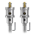 2-Pack 1" TCT Hole Saws for Hard Metal, Heavy Duty 25mm Tungsten Carbide Tipped Hole Cutters Set with Spring-Loaded Pilot Drill Bits for Stainless Steel, Metal, Iron, and Plastic